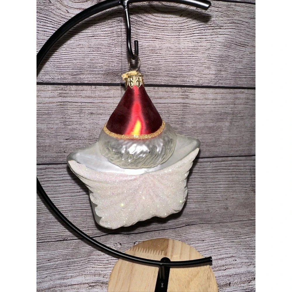 Kurt S. Adler Ornament Santa Claus Star Face Polonaise Glass Seasonal Decoration